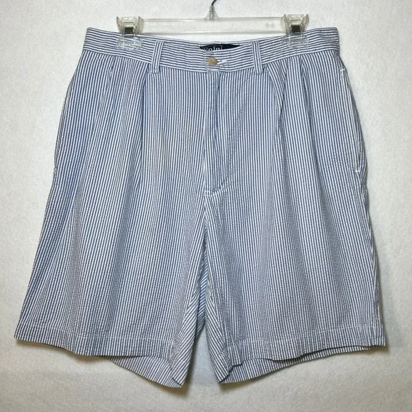 Polo Ralph Lauren Tyler Shorts Men's Blue White Seersucker Striped Coastal 33