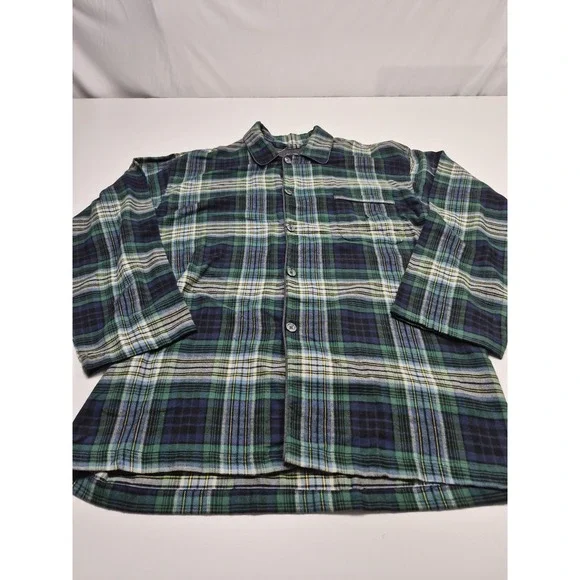 VTG Polo Ralph Lauren Shirt Mens M Green Plaid Flannel Long Sleeve Sleepwear