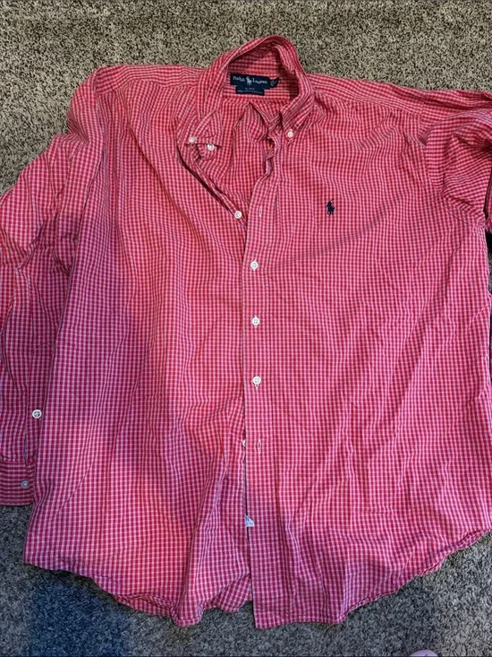 Polo by Ralph Lauren Pink and White Gingham Button-Down Shirt