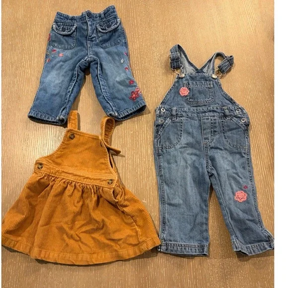 Baby Girls Denim Overalls Jeans Corduroy Jumper Lot 12-18M Carter Gap Set