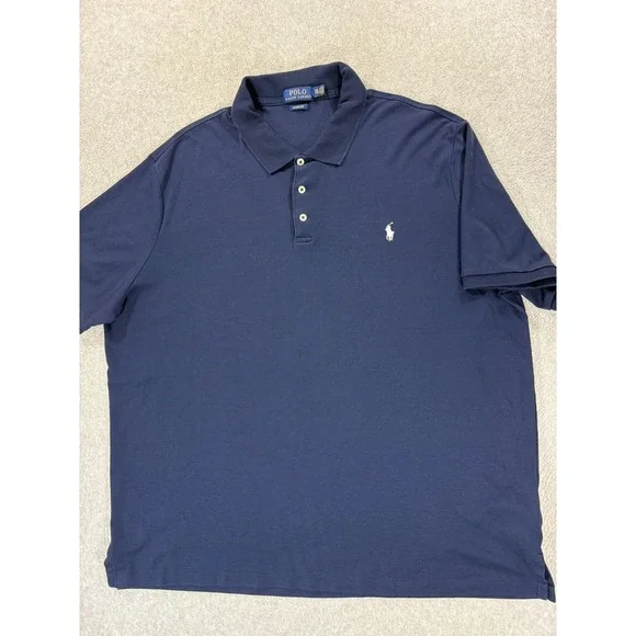 Polo Ralph Lauren Pima Cotton Short Sleeve Polo Shirt (Men's 2XL) Blue