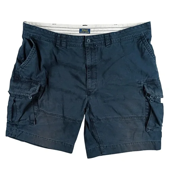Polo Ralph Lauren Cargo Shorts Mens 48 Navy Blue Classic Chino‎ Cotton Relaxed