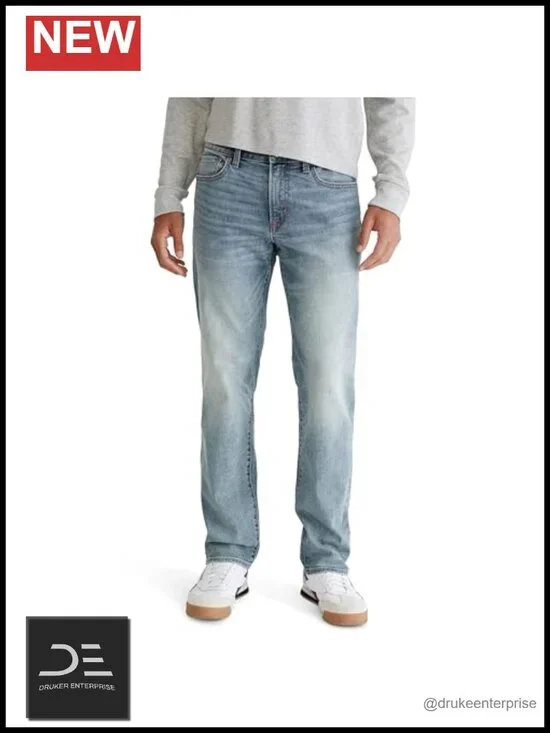 Men's Straight Fit Mid Rise Denim Jeans with Stretch