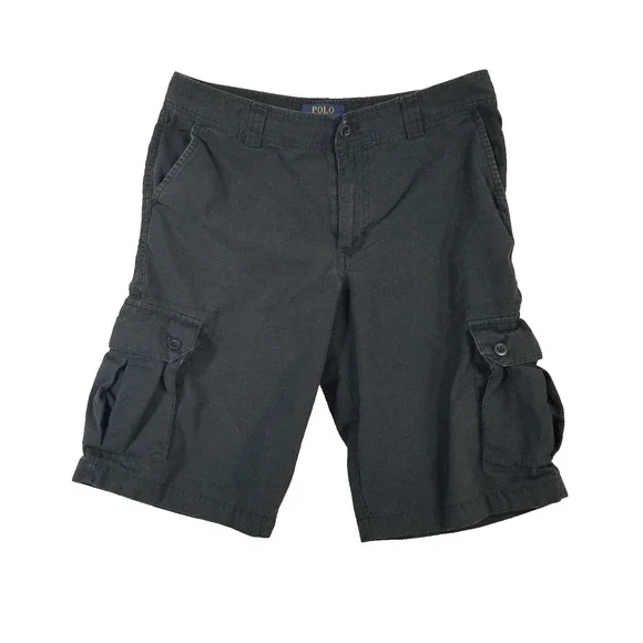 Polo Ralph Lauren cargo hiking shorts youth 18 black 29 x 12 cotton ripstop