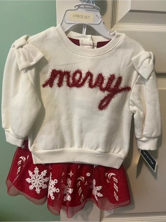Cynthia Rowley White Sweatshirt & Red Tulle Skirt Set