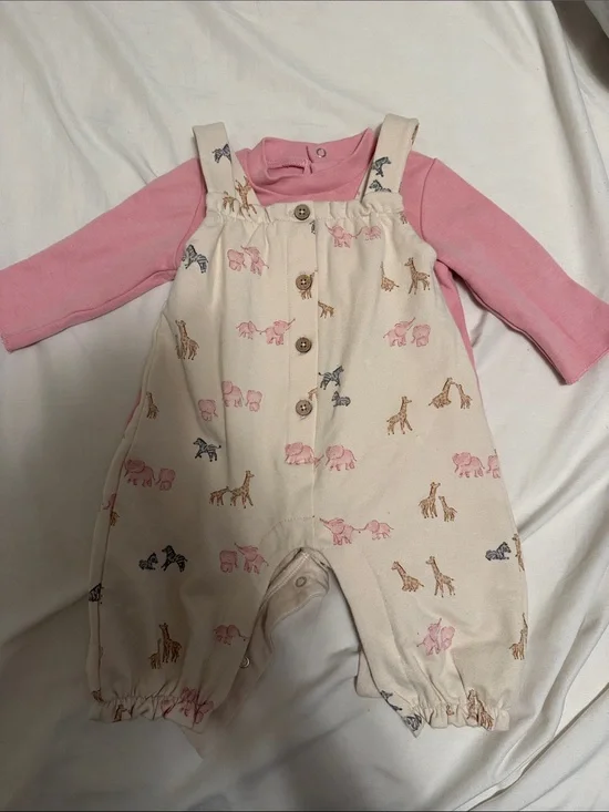 Mayoral Pink and Cream Baby Matching Set with Animal Print