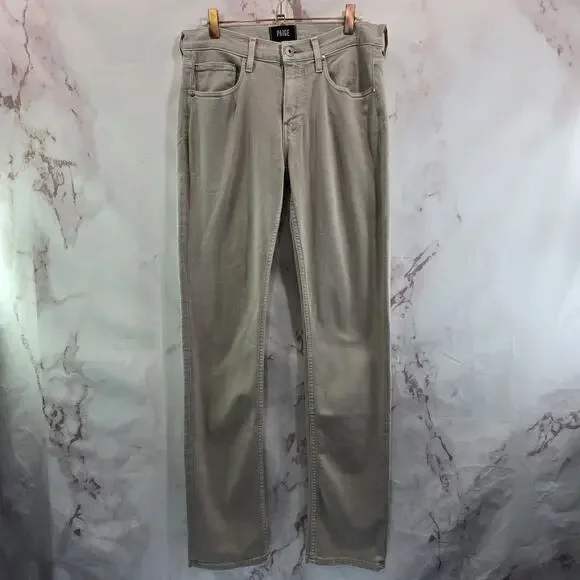 Paige Jeans Mens 29 X 34 Federal Slim Straight Stretch Denim Vintage Aged Beige