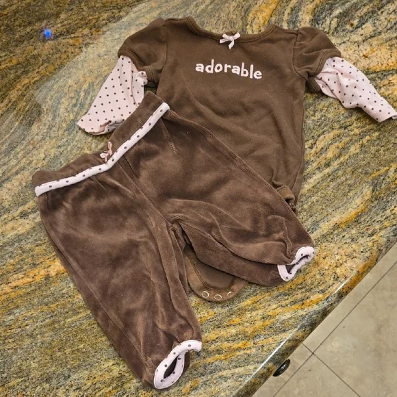 Gymbyree brown pink girl set