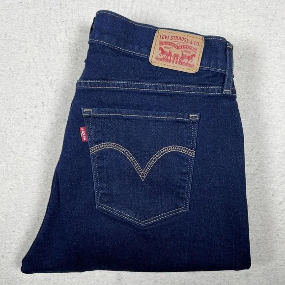 Levis Jeans Womens 33 Blue Curvy Bootcut Stretch Dark Wash Denim Pants‎ W33 L31