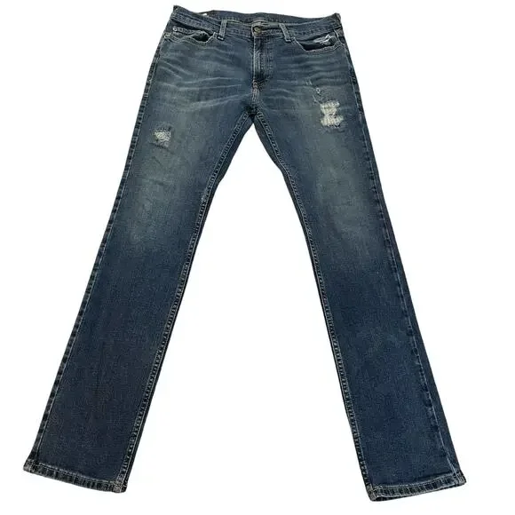 Hollister Skinny Jeans Mens 33x32 Blue Distressed Light Stretch