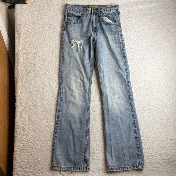 Wrangler 20X Vintage Y2K Distressed Light Wash bootcut Jeans 28x33