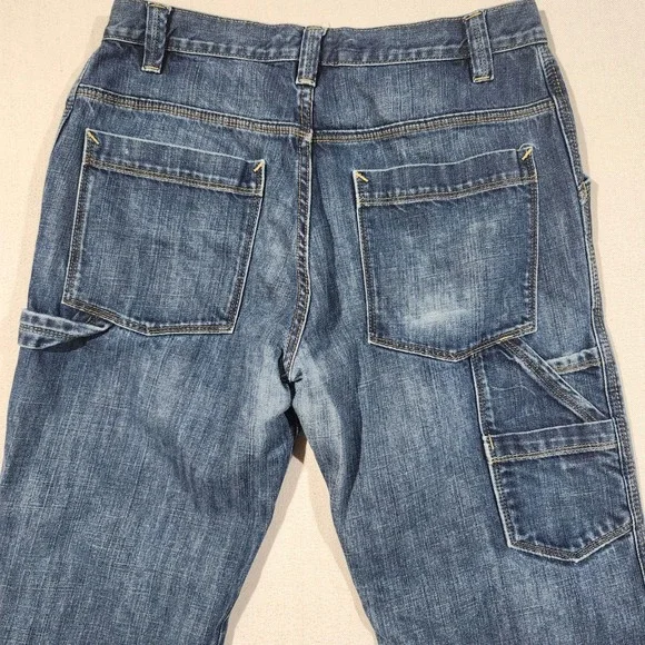 Old Navy Y2K Mens Loose Painter Jeans Blue 100% Cotton Utility Carpenter 33x34
