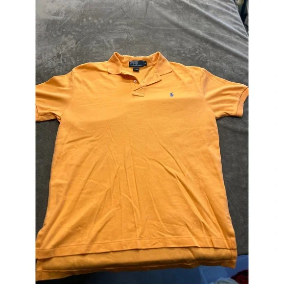 Polo Ralph Lauren Mens Orange Short Sleeve‎ Pony Logo Polo Shirt Size Medium