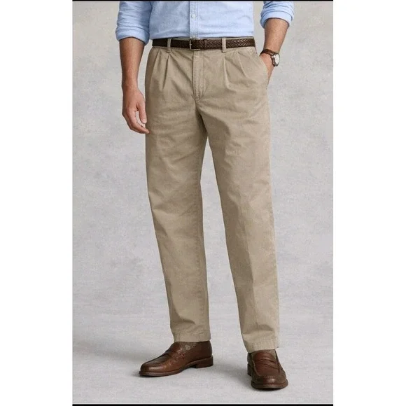 Polo‎ Ralph Lauren Pants Mens Big & Tall 46x32 Andrew Pant Brown Classic Chino