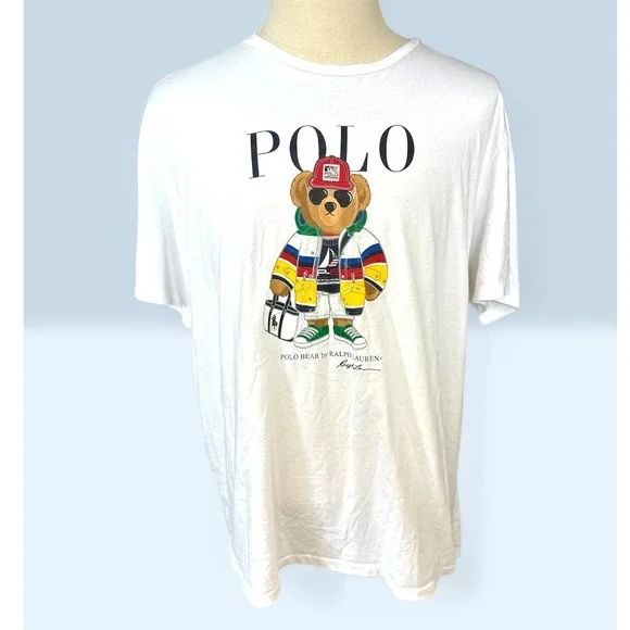 Polo Ralph‎ Lauren T-Shirt  Mens XXL White Polo Bear Sailing Graphic Tee retired