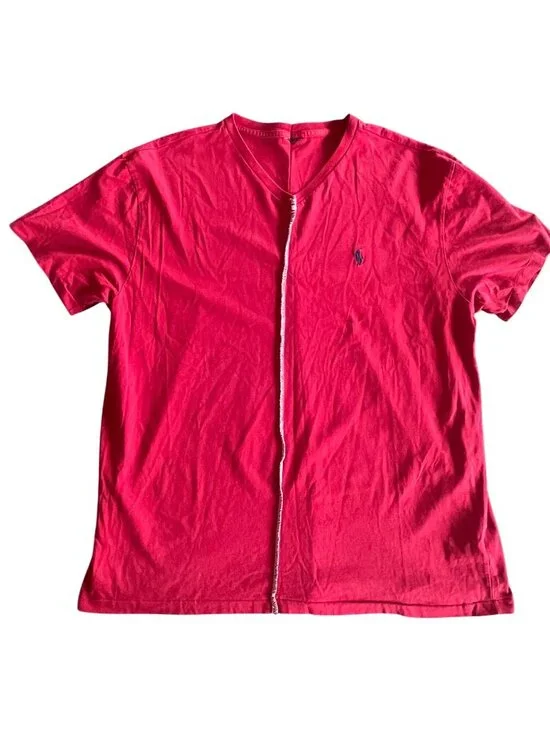 Rare Polo Ralph Lauren Red T-Shirt With Double-Sided Stitching Embroidered Pony