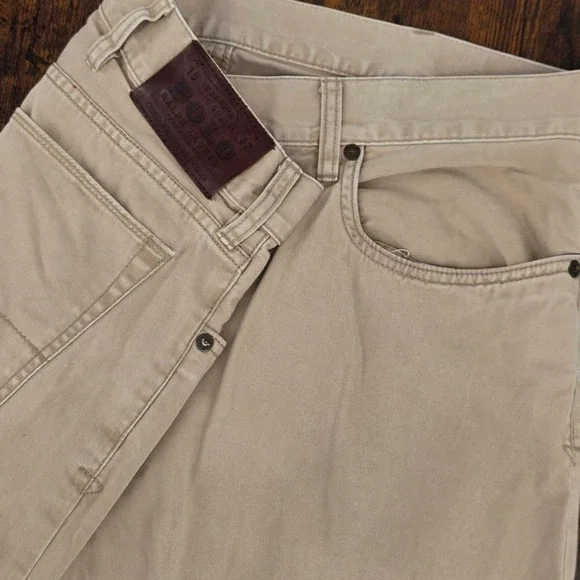 Polo Ralph Lauren Straight Leg Cotton Pants Mens 38/34 Tan Khaki Chino‎ Trousers