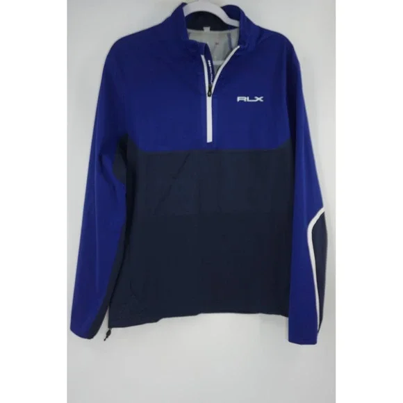 Polo Ralph Lauren RLX Jacket Mens Medium Blue 1/4‎ Zip Golf Windbreaker Pullover