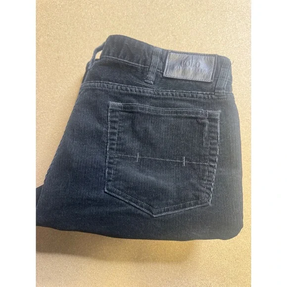 Polo Ralph Lauren Mens black Corduroy Pants‎ Straight Leg Stretch 36x30