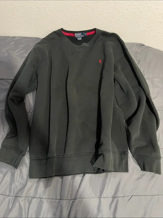Polo by Ralph Lauren Black Crewneck Sweatshirt with Red Pony