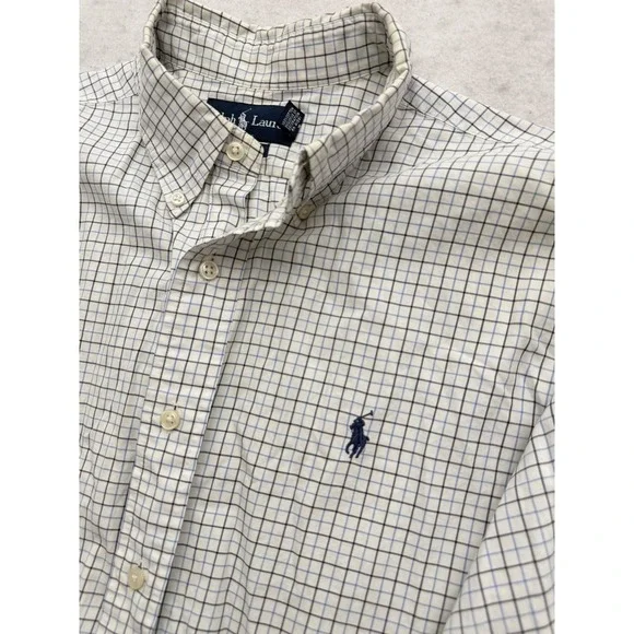 Polo Ralph‎ Lauren Men's L Classic Fit Windowpane Check Button Down Shirt Pony