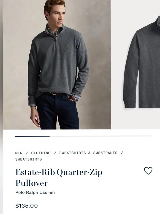Polo Ralph Lauren Sweater Gray 1/4 Zip Embroidered Pony Pullover Size S $135