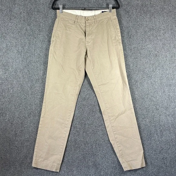 Polo Ralph Lauren Slim Fit Chino Khaki Pants Stretch Tan Casual Mens Size 30x32