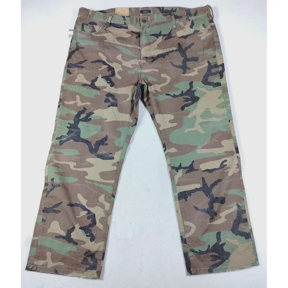 Polo Ralph Lauren Hampton Relaxed Straight Jeans Mens 46x30 Camo Stretch Denim