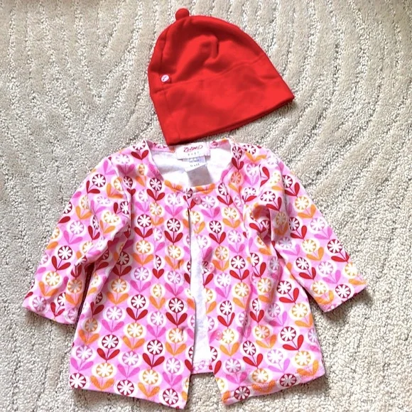 Vintage Zutano Baby Cardigan and Beanie Cap Hat 0-6 months