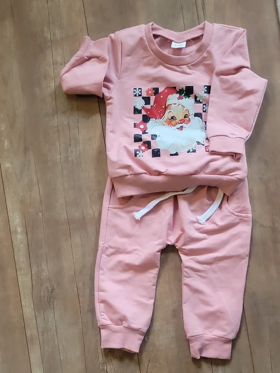 Pink Santa Graphic Sweatshirt & Jogger Set