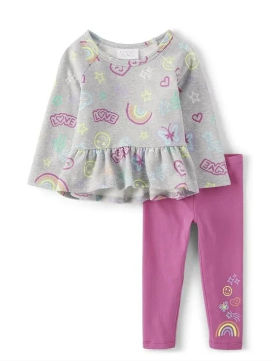 Children's Place Toddler Girls Doodle 2-piece Outfit Set 5T