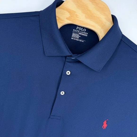 Polo Ralph Lauren Performance Polo Shirt Men 3XB Navy Blue Short Sleeve Red Pony