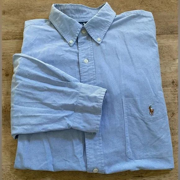 Polo RL Classic Fit Men’s Big &‎ Tall Sz 2XB Blue Cotton Long Sleeve Button Down