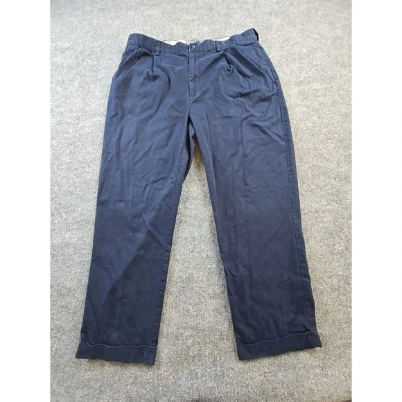 Vintage Polo Ralph Lauren Hammond Pants 38x29 Navy Blue Pleated Cuffed Chino 90s