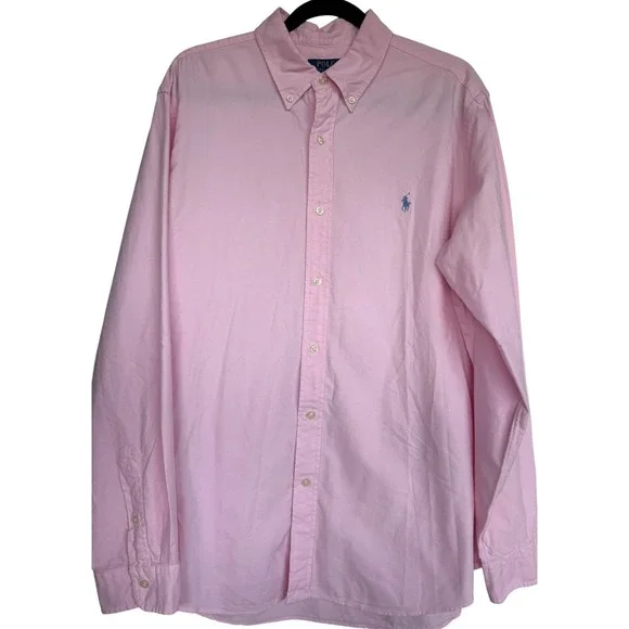 Men's Polo Ralph Lauren Classic Oxford Shirt XL Pink Poplin Preppy Long Sleeve