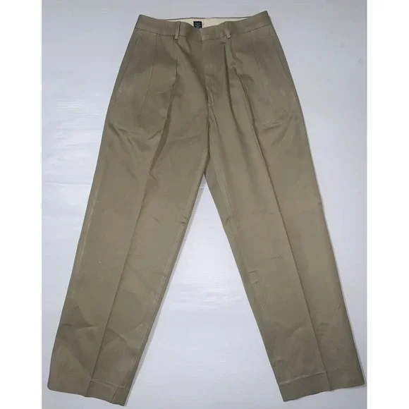 VINTAGE Polo Ralph Lauren Pants Mens 33x30 Double Pleated Chino Beige Preppy