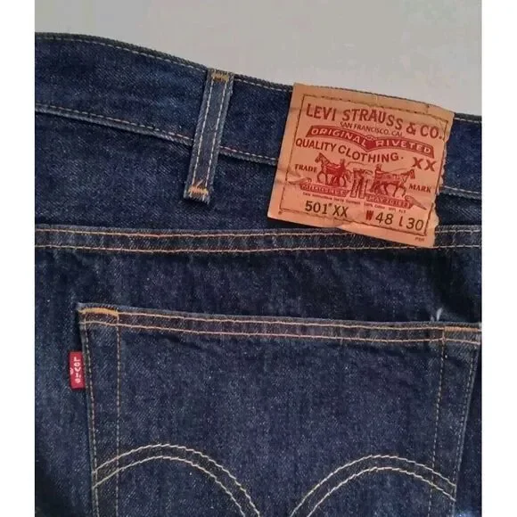 Levi's 501 XX Classic Straight Leg‎ Dark Blue Denim Jeans W48 L30