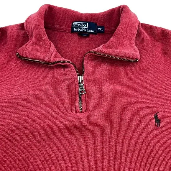 Polo by Ralph Lauren Men's Red Quarter-Zip Sweatshirt