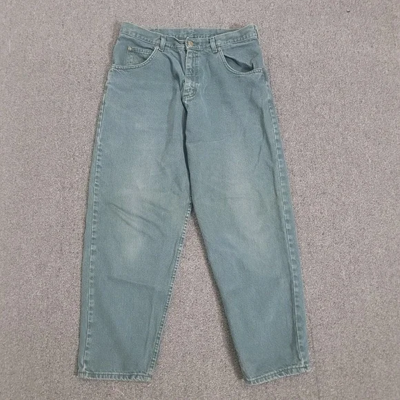 L.L. Bean 34x30 Straight Leg Jeans Mens Teal Green Vintage 90s Made in USA Denim