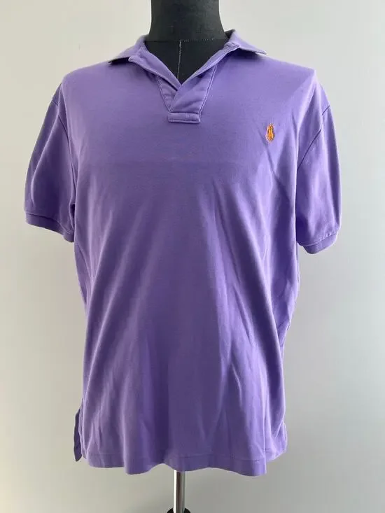 Polo Ralph Lauren 100% Soft Cotton Collared Shirt Purple Orange Size Medium SG