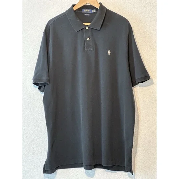 Polo Ralph Lauren Polo Shirt Mens XXL BLACK Short Sleeve Gray Pony