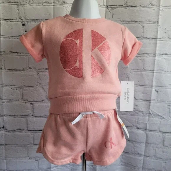 Calvin Klein Baby Girls Fleece Top and Shorts Set