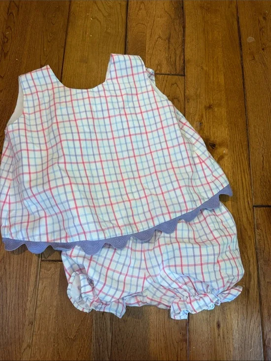 T.B.B.C Purple, Pink & Blue Plaid Summer Top and Bloomers Set