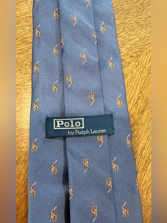 Polo by Ralph Lauren Silk Polo Player Neck Tie - Navy - 100% Silk - Made in USA