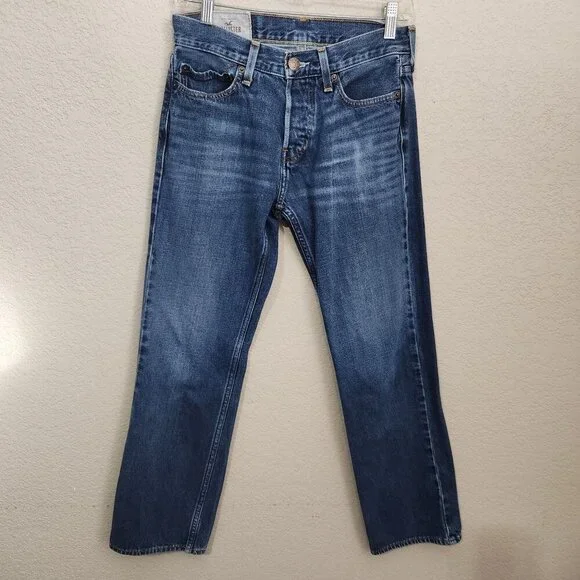 Hollister Mens 29x28.5 Button Fly Straight Leg Denim Jeans