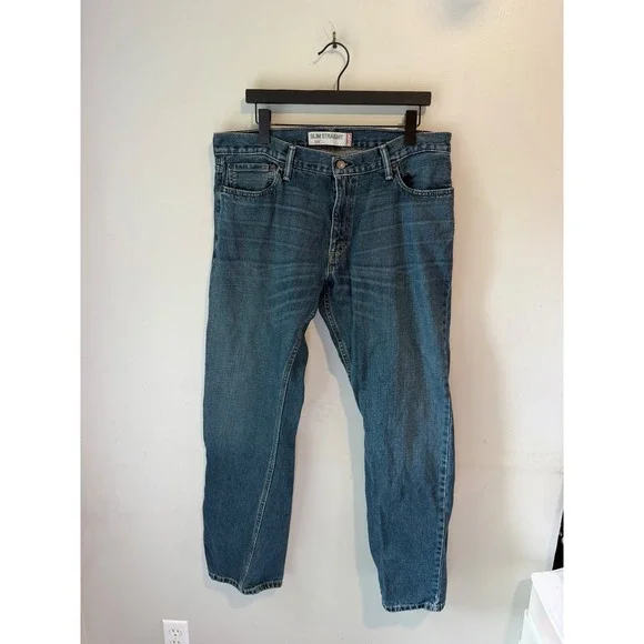 Levis 514 Slim Straight Mens Jeans 36x32 Medium Wash Blue Denim 100% Cotton