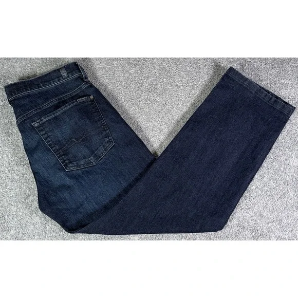7 For All Mankind Austyn Relaxed Straight Leg Jeans Blue Dark Wash Mens 35x30