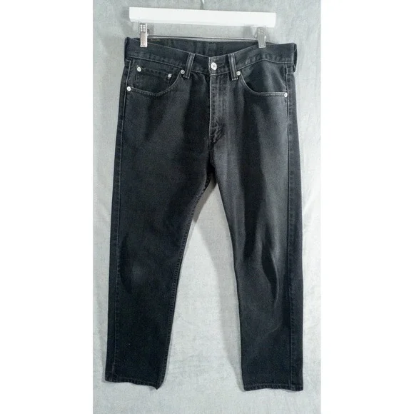 Levis 505 Jeans Mens 32x32 Black Regular Fit Straight Leg Zip Fly Cotton Denim‎