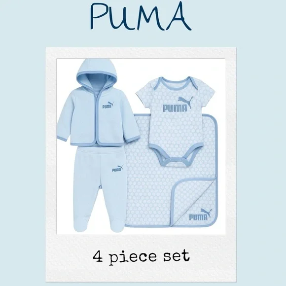 PUMA 🍼 Baby Boys 4-Piece Set – Size 0-3 Months 💙