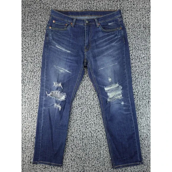 Levi's 541 Athletic Taper Jeans Mens W34 L30‎ Blue Good Distressed Denim
